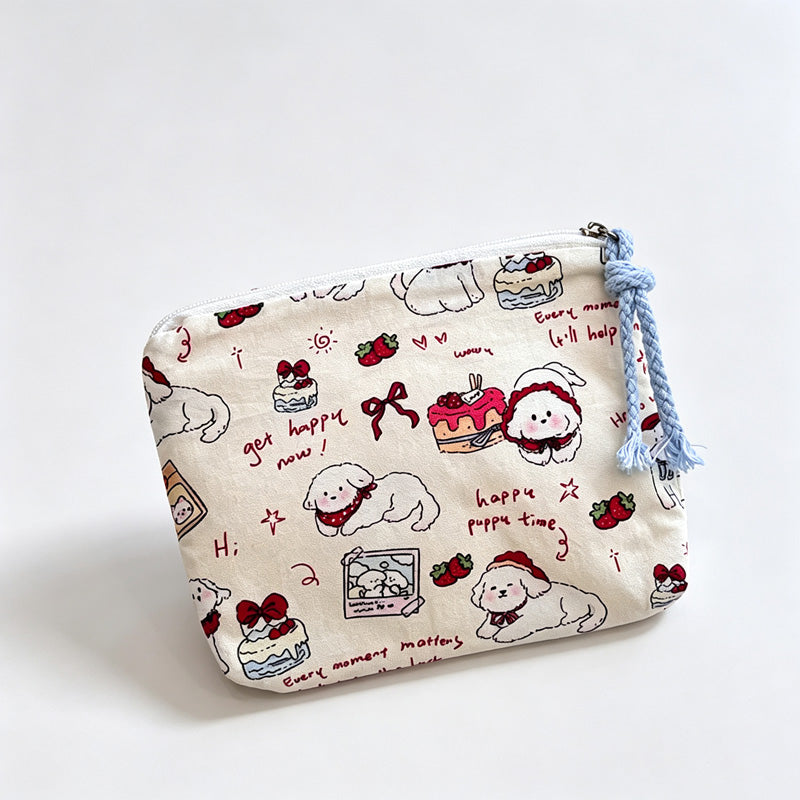 Bunny Dog Printed Fabric Pouch