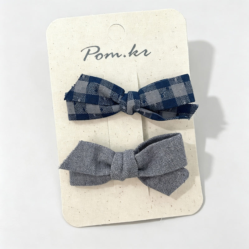 Grid Bow Hair Clips