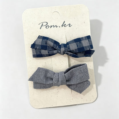 Grid Bow Hair Clips