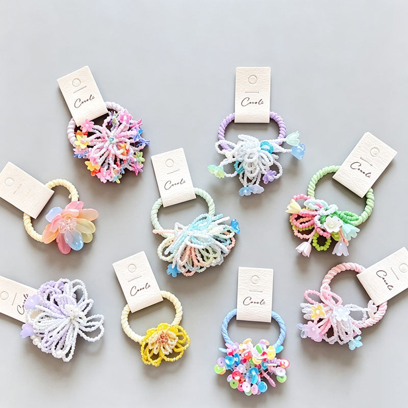 Colorful Beaded Flower Shape Hair Tie