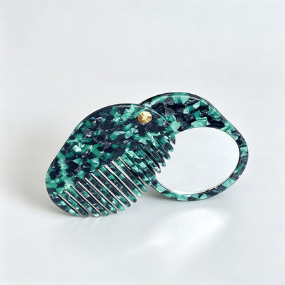 Acetate Folding Hair Comb Mirror