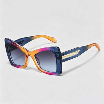 Gold Mesh Decor Cat Eye Oversized Sunglasses