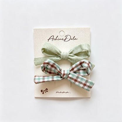 Plaid Bow Fabric Hair Clips
