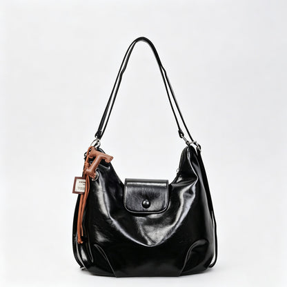 Faux PU Hobo Shoulder Bag with Pendant