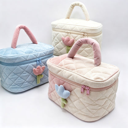 Corduroy Quilted Cosmetic Bag