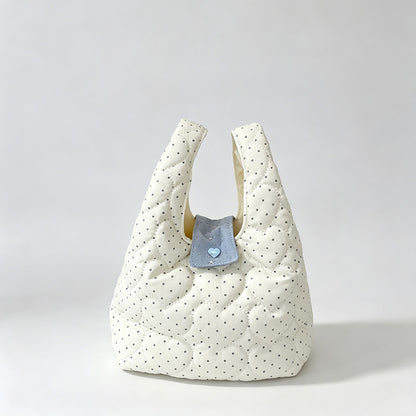 Heart Quilted Dot Print Mini Handbag