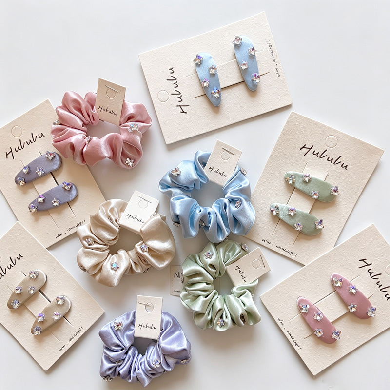 Fabric Rhinestone Star BB Hair Clips
