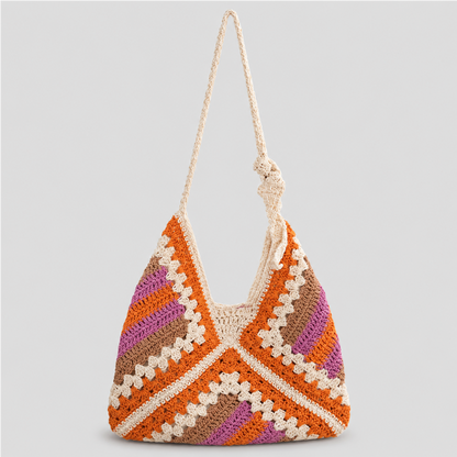 Striped Crochet Shoulder Bag