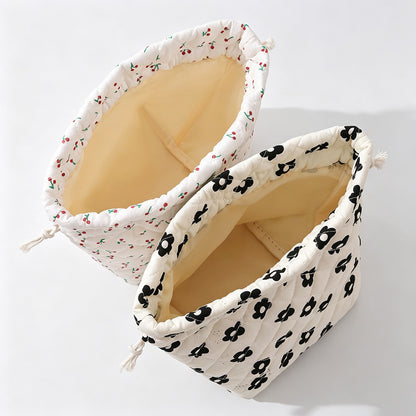 Floral Print Drawstring Storage Pouch