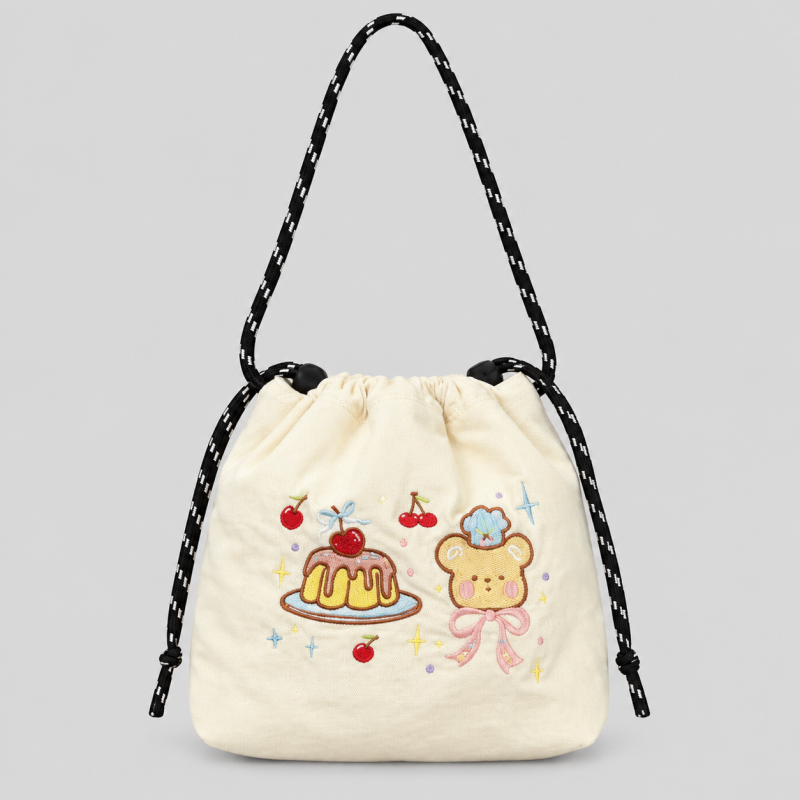 Nylon Print Drawstring Crossbody Bag