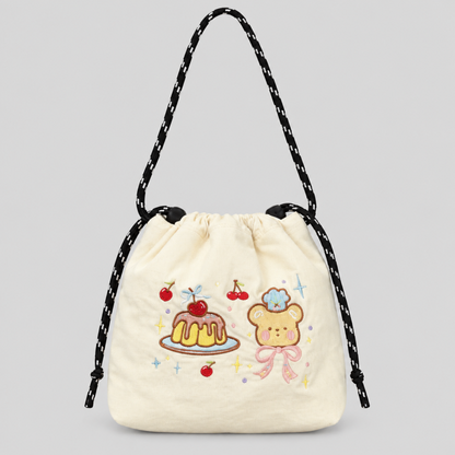Nylon Print Drawstring Crossbody Bag