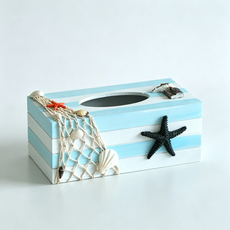 Ocean Themed Wooden Tissue Box