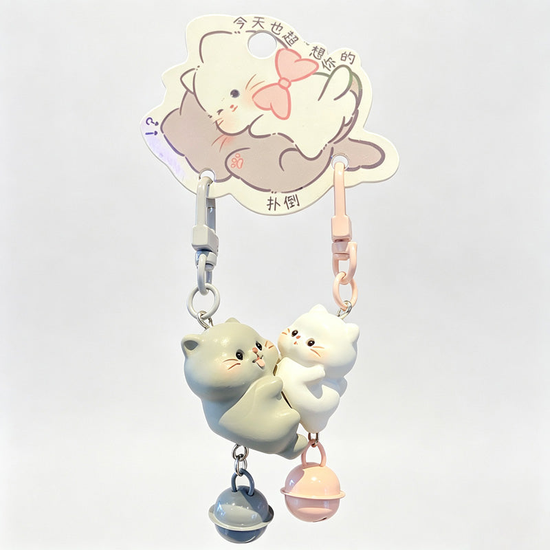 Magnetic 2‑Piece Resin Cat Keychain Set