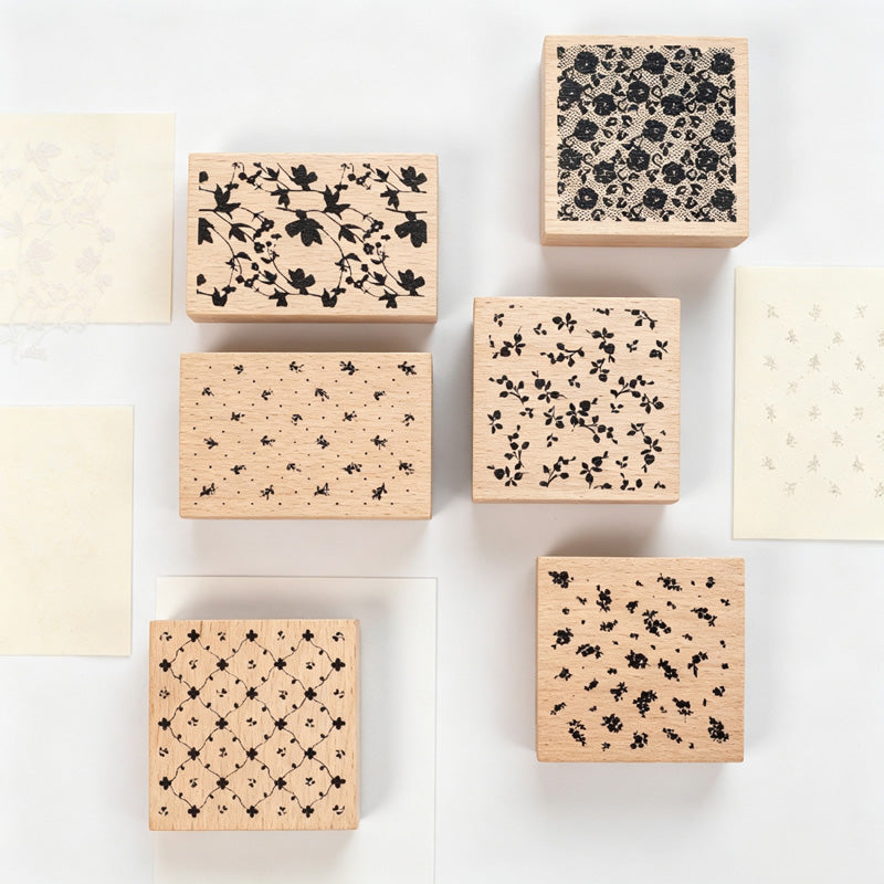 Beech Wood Floral Pattern Rubber Stamp