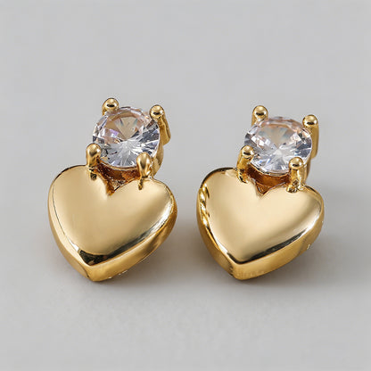 Gold Heart Stud Earrings - Shopdayla Wholesale - #7186
