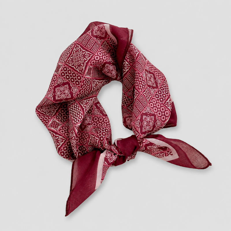 Red Tone Floral Square Scarf - Shopdayla Wholesale - #0866
