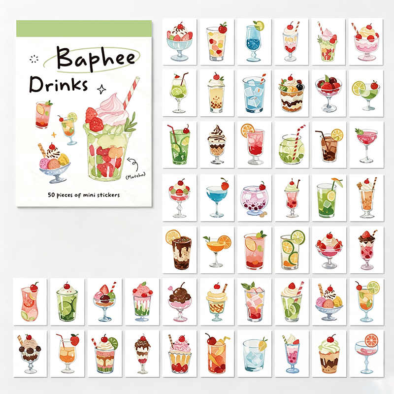 Drink Themed Paper Sticker Set
