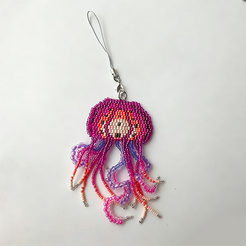 Handmade Beaded Jellyfish Keychain