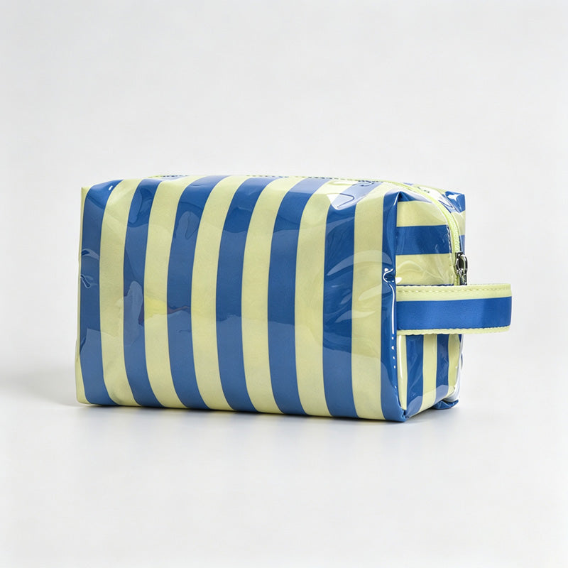 Striped Print PVC Zipper Pouch