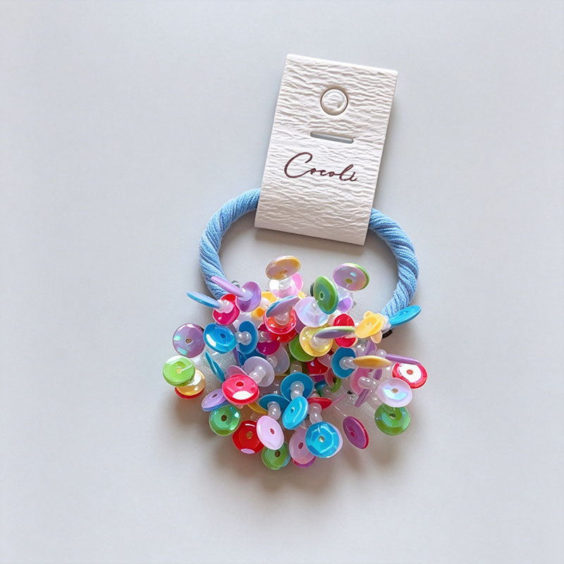 Colorful Bead Flower Elastic Hair Tie