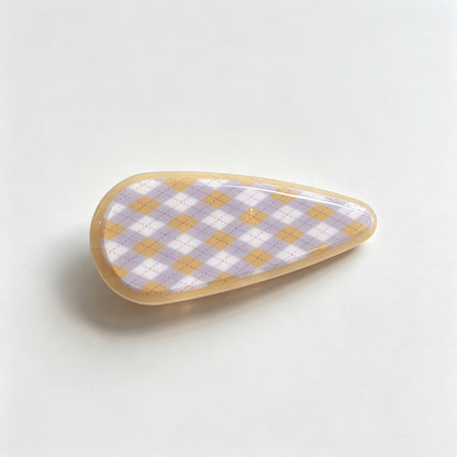 Argyle Print Fan Shape Hair Claw
