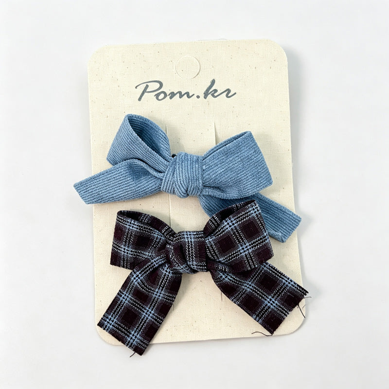Navy Bow Hair Clips