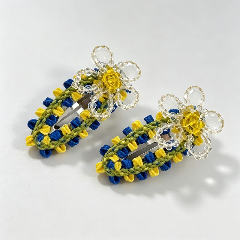 Flower Beaded BB Hair Clips Set