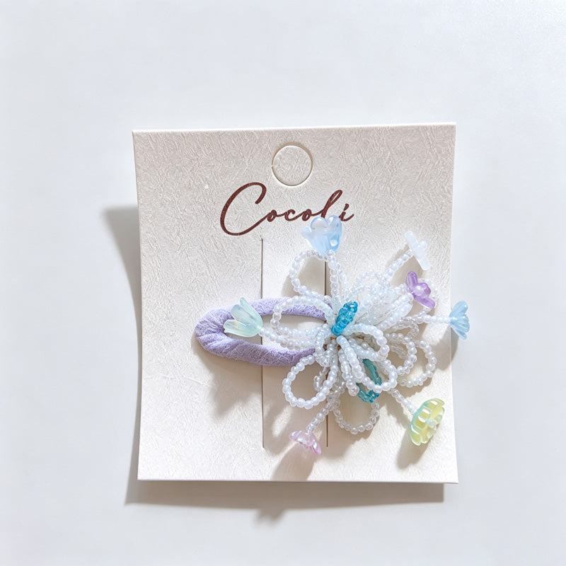 Beaded Flower BB Hair Clip