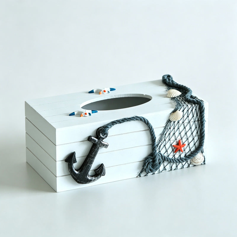 Ocean Themed Wooden Tissue Box