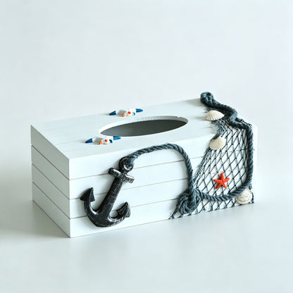 Ocean Themed Wooden Tissue Box