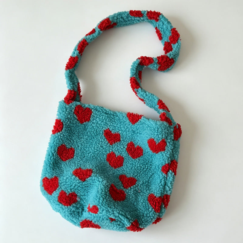 Pattern Fleece Crossbody Bag