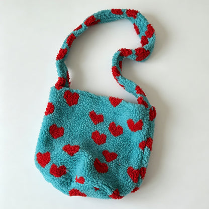 Pattern Fleece Crossbody Bag
