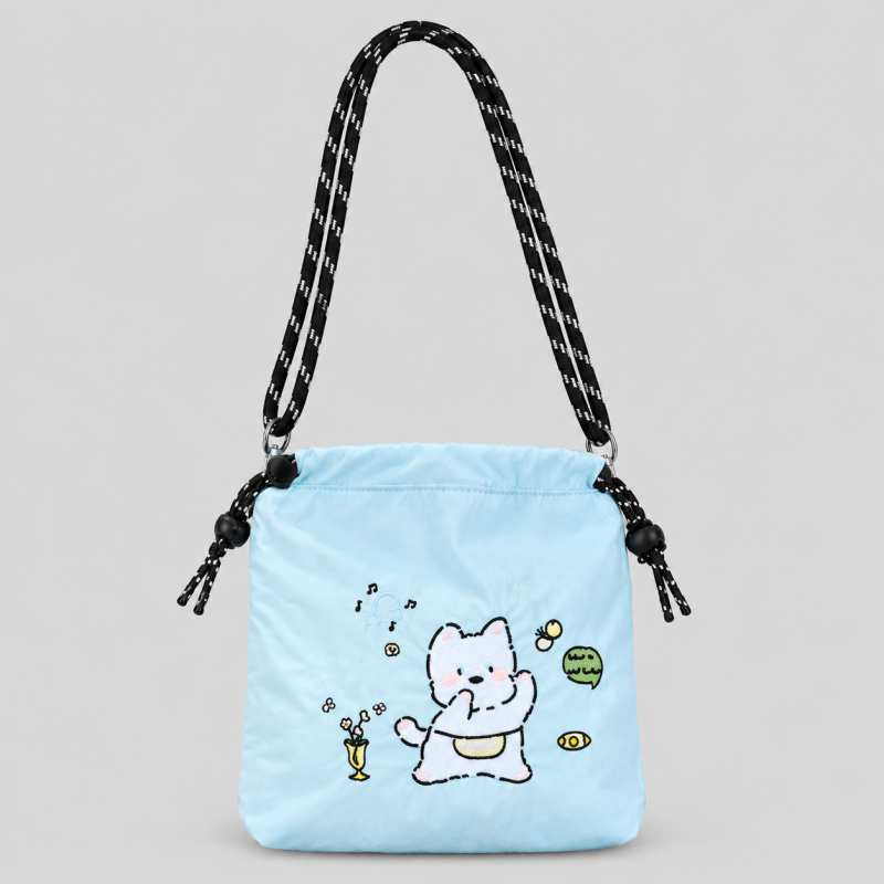 Nylon Print Drawstring Crossbody Bag