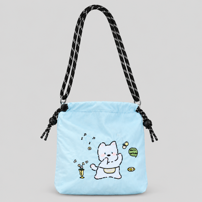 Nylon Print Drawstring Crossbody Bag