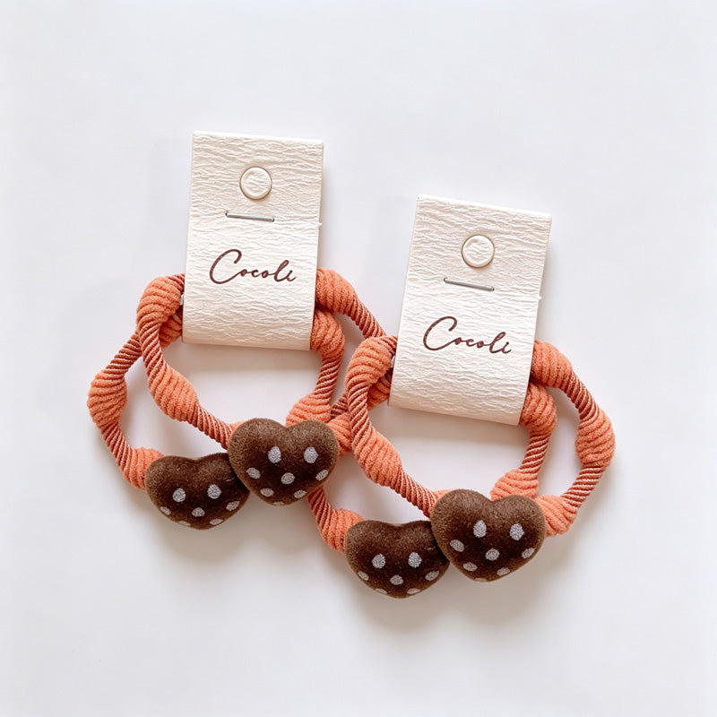 Polka Dot Heart Resin Hair Tie