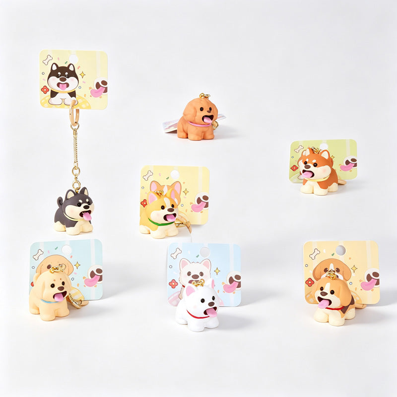 Resin Dog Figure Keychain