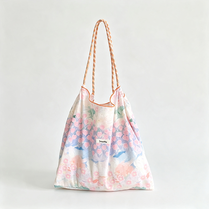 Flower Print Reusable Tote Bag