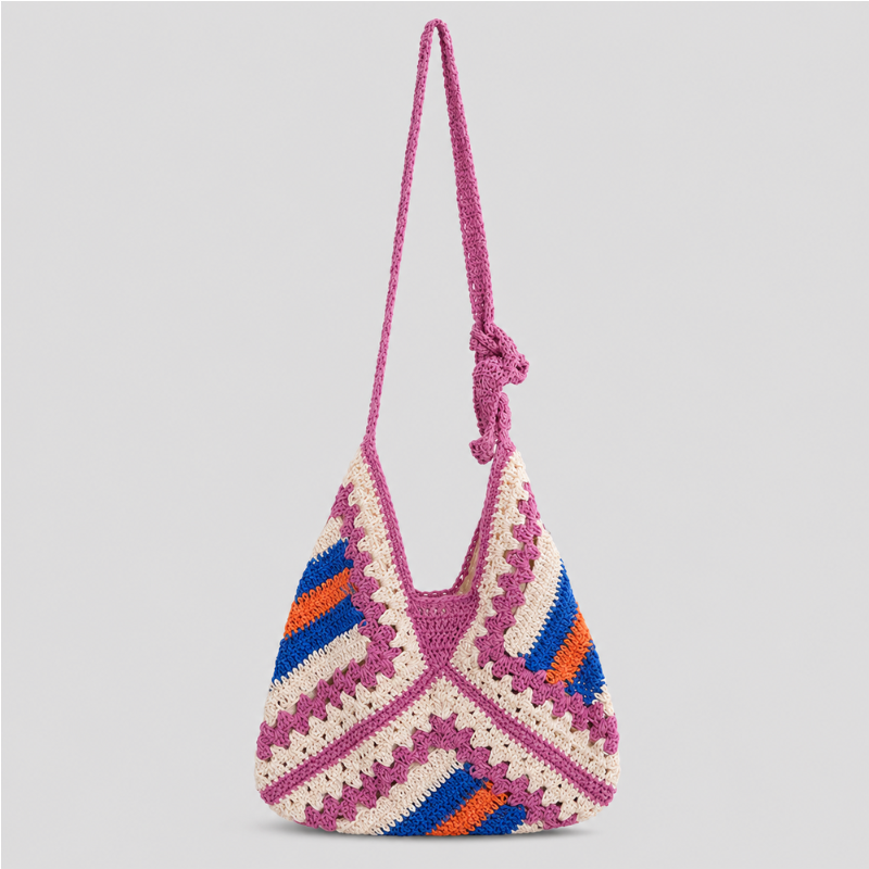 Striped Crochet Shoulder Bag