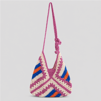 Striped Crochet Shoulder Bag