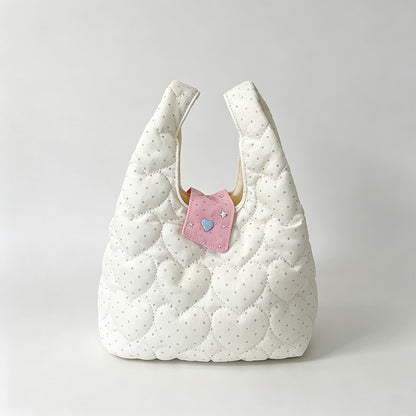Heart Quilted Dot Print Mini Handbag