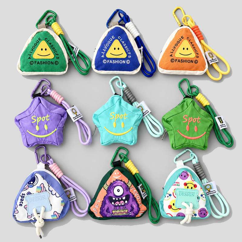 Smiley Triangle Coin Pouch Bag Charm
