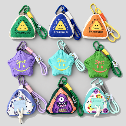 Smiley Triangle Coin Pouch Bag Charm