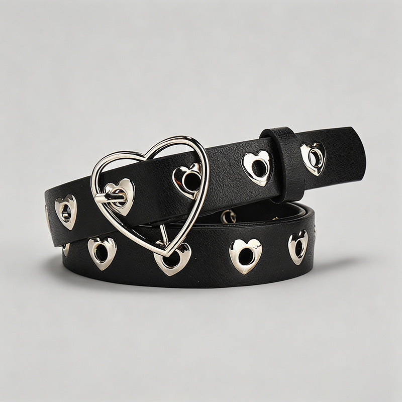 Heart-Shaped Eyelet PU Belt - Shopdayla Wholesale - #4130