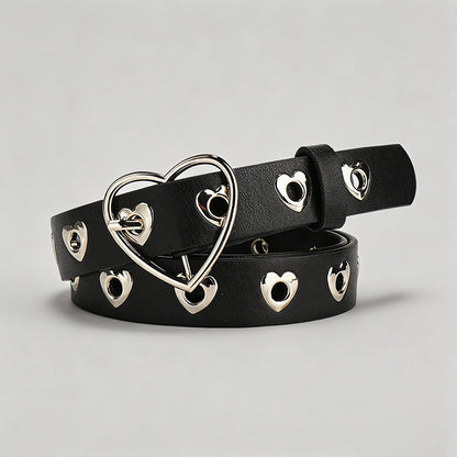 Heart-Shaped Eyelet PU Belt - Shopdayla Wholesale - #4130