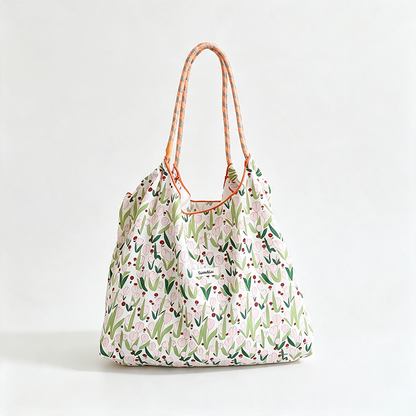 Flower Print Reusable Tote Bag