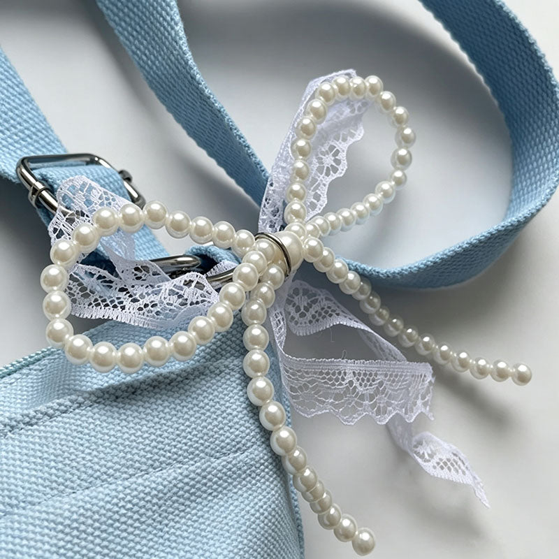 Canvas Crossbody Bag With Bow Charm