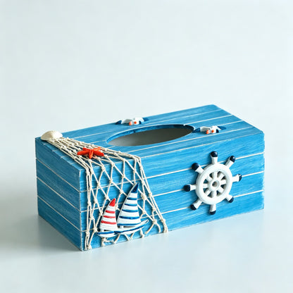 Ocean Themed Wooden Tissue Box