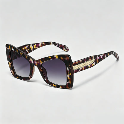 Gold Mesh Decor Cat Eye Oversized Sunglasses