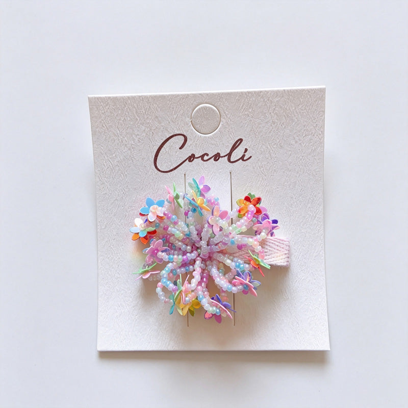 Multicolor Beaded Flower Hair Clip