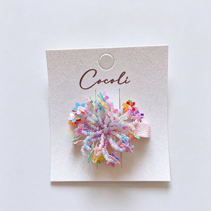 Multicolor Beaded Flower Hair Clip